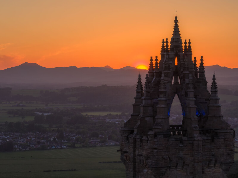 Stirling monument at sunset